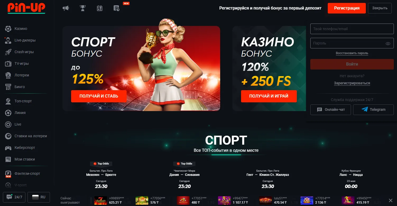 Pin Up вход авторизация в личный кабинет